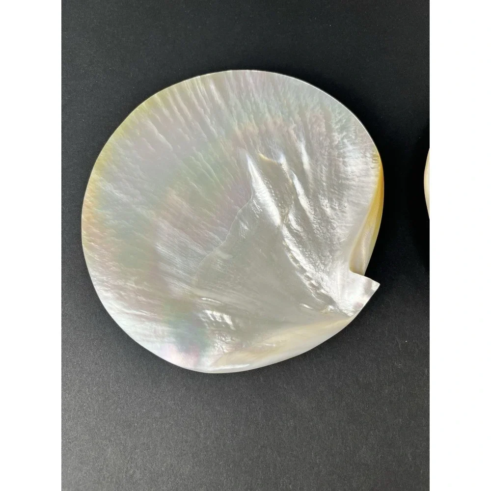 2 x Genuine Mother Of Pearl Sea Shell Caviar Dish Appetizer Plate 5.5